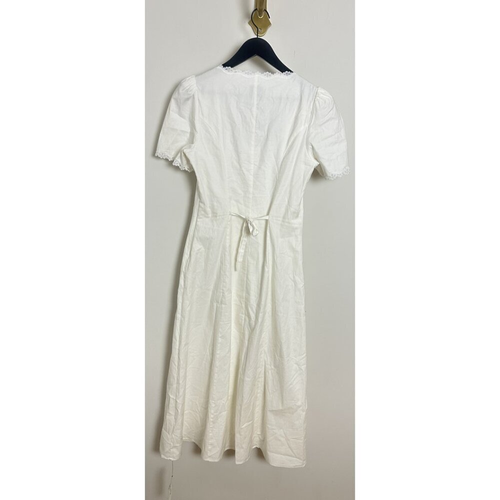 REFORMATION Alida Organic Cotton Button-Up Midi Dress in White Size US 4 - Picture 8 of 15
